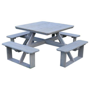 A & L Furniture Western Red Cedar Square Walk-In Table Picnic Table Unfinished / No