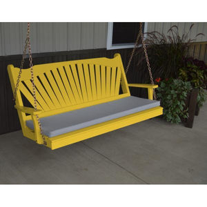 A & L Furniture Yellow Pine 6ft Fan Back Style Porch Swing Porch Swings 6ft / No / Unfinished