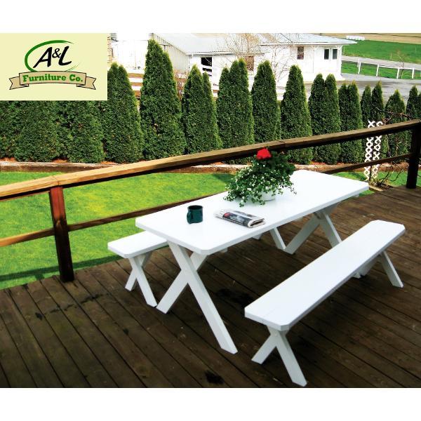 A &amp; L Furniture Yellow Pine Cross Legged Picnic Table with 2 Benches Picnic Table 4ft / Unfinished / No