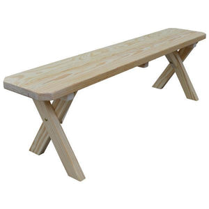 A & L Furniture Yellow Pine Crossleg Bench Picnic Bench 2ft / Unfinished