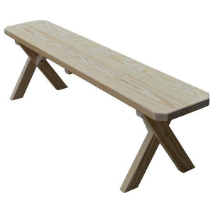 A & L Furniture Yellow Pine Crossleg Bench Size 5ft, 6ft, 8ft Picnic Bench 5ft / Unfinished