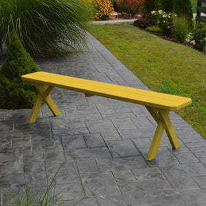 A & L Furniture Yellow Pine Crossleg Bench Size 5ft, 6ft, 8ft Picnic Bench 5ft / Unfinished