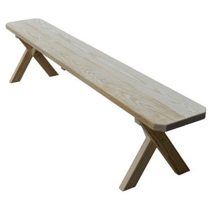 A & L Furniture Yellow Pine Crossleg Bench Size 5ft, 6ft, 8ft Picnic Bench 5ft / Unfinished