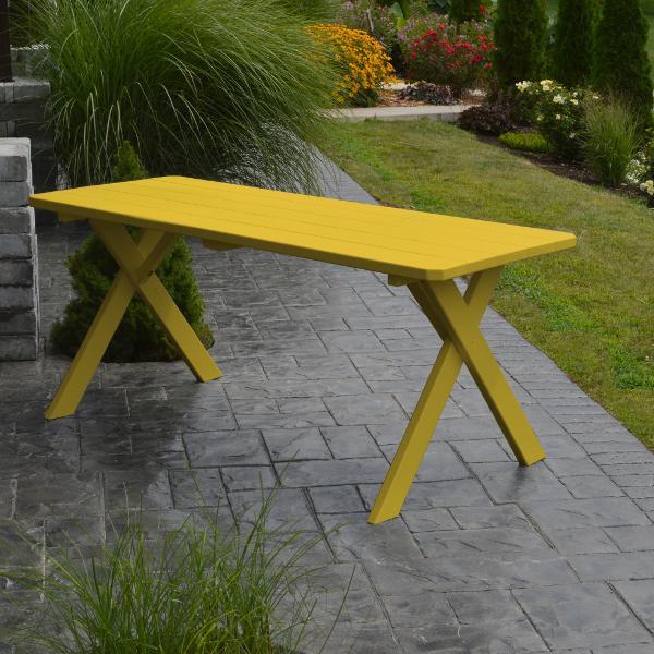 A &amp; L Furniture Yellow Pine Crossleg Table – Size 4ft &amp; 5ft Outdoor Tables 4ft / Canary Yellow / No