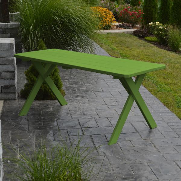 A &amp; L Furniture Yellow Pine Crossleg Table – Size 4ft &amp; 5ft Outdoor Tables 4ft / Lime Green / No