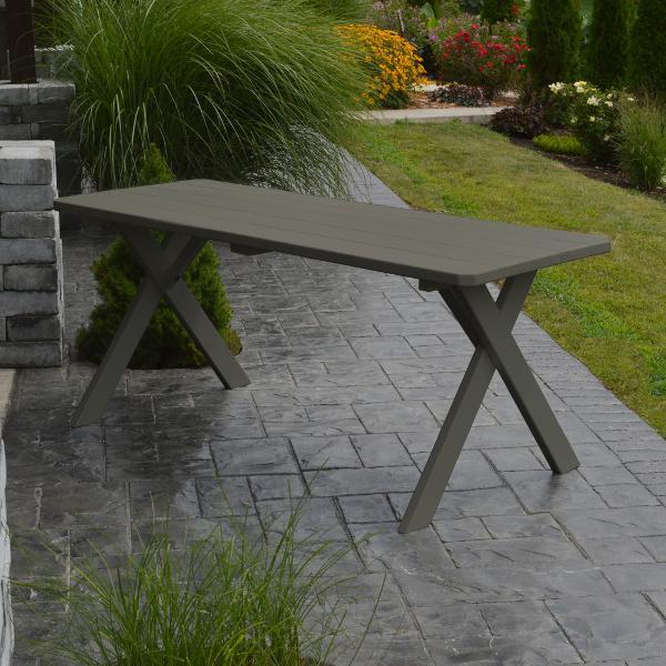 A &amp; L Furniture Yellow Pine Crossleg Table – Size 4ft &amp; 5ft Outdoor Tables 4ft / Olive Gray / No