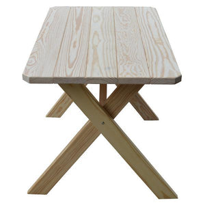 A & L Furniture Yellow Pine Crossleg Table – Size 4ft & 5ft Outdoor Tables 4ft / Unfinished / No
