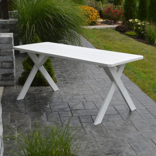 A &amp; L Furniture Yellow Pine Crossleg Table – Size 4ft &amp; 5ft Outdoor Tables 4ft / White / No