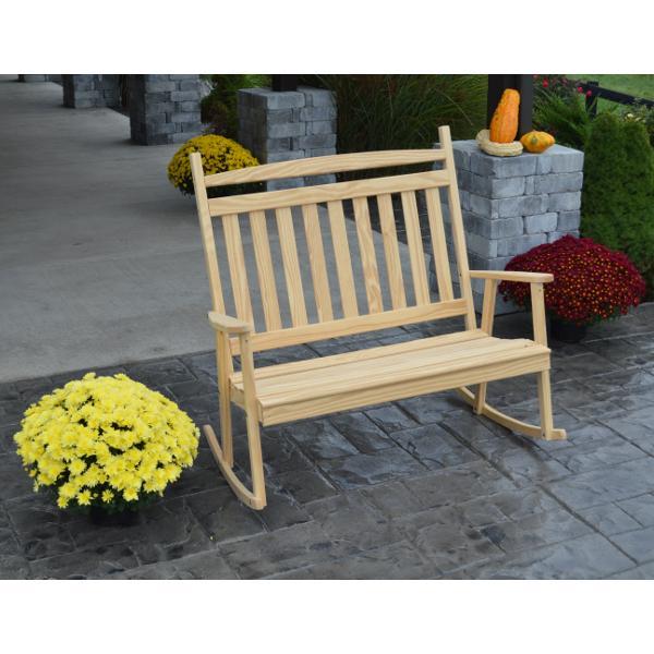 A &amp; L Furniture Yellow Pine Double Classic Porch Rocker Rocker Chair Unfinished