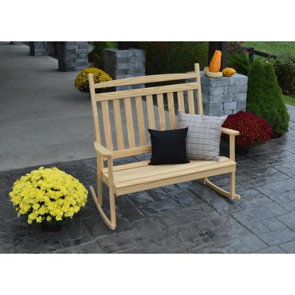 A &amp; L Furniture Yellow Pine Double Classic Porch Rocker Rocker Chair Unfinished
