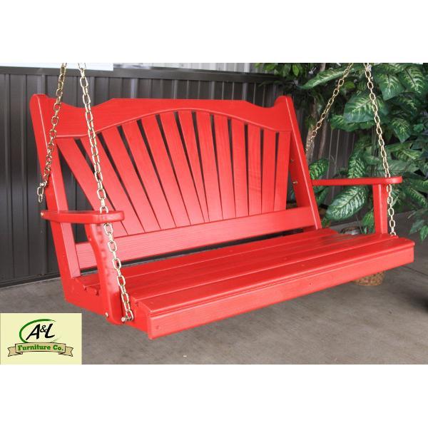 A &amp; L Furniture Yellow Pine Fan Back Style Porch Swing Porch Swings 4ft / No / Unfinished