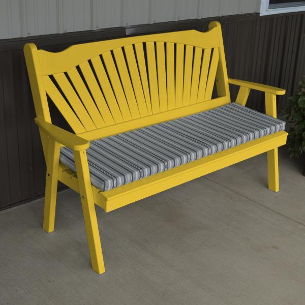 A &amp; L Furniture Yellow Pine Fanback Garden Bench Garden Benches 4ft / Canary Yellow