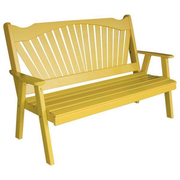 A &amp; L Furniture Yellow Pine Fanback Garden Bench Garden Benches 4ft / Unfinished
