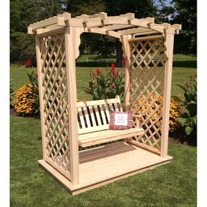 A & L Furniture Yellow Pine Jamesport Arbor with Deck & Swing Porch Swings 5ft / Unfinished