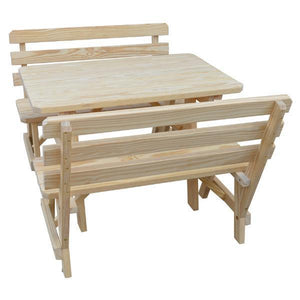 Yellow Pine Picnic Table with 2 Backed Benches - The Charming Bench Company