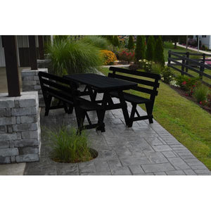 Yellow Pine Picnic Table with 2 Backed Benches - The Charming Bench Company