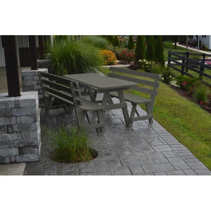 Yellow Pine Picnic Table with 2 Backed Benches - The Charming Bench Company