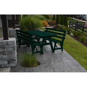 A & L Furniture Yellow Pine Picnic Table with 2 Backed Benches Size 6ft - 8ft Picnic Table 6ft / Unfinished / No