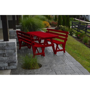 A & L Furniture Yellow Pine Picnic Table with 2 Backed Benches Size 6ft - 8ft Picnic Table 6ft / Unfinished / No