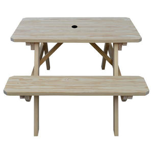 Yellow Pine Picnic Table with Attached Benches - The Charming Bench Company