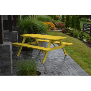 Yellow Pine Picnic Table with Attached Benches - The Charming Bench Company