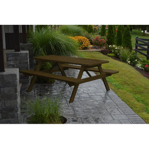 Yellow Pine Picnic Table with Attached Benches - The Charming Bench Company