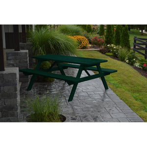 Yellow Pine Picnic Table with Attached Benches - The Charming Bench Company