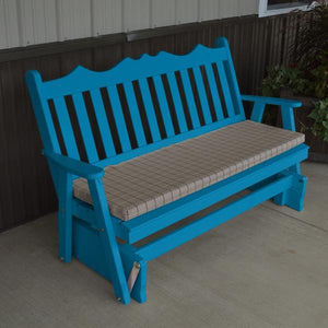A & L Furniture Yellow Pine Royal English Deluxe Glider Gliders 4ft / Caribbean Blue