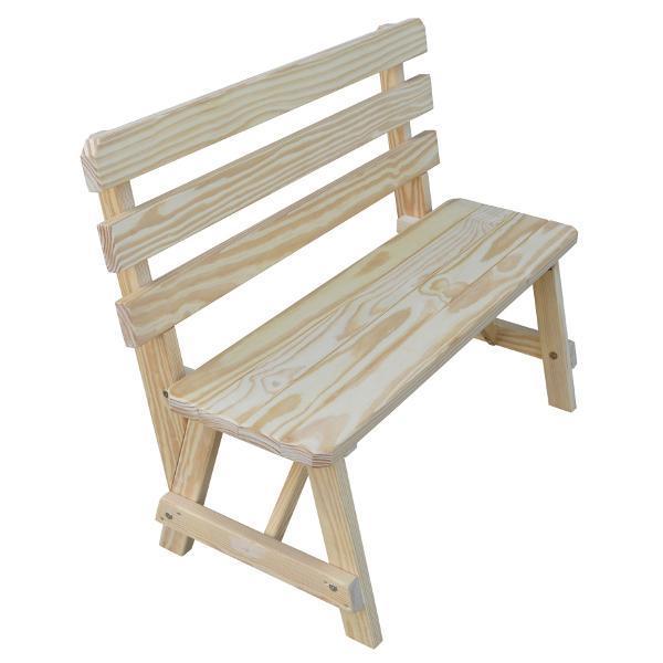 A &amp; L Furniture Yellow Pine Traditional Backed Bench Garden Benches 2ft / Unfinished