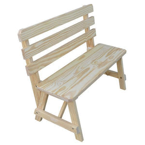 A & L Furniture Yellow Pine Traditional Backed Bench Size 5ft, 6ft, 8ft Garden Benches 5ft / Unfinished