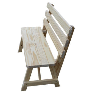 A & L Furniture Yellow Pine Traditional Backed Bench Size 5ft, 6ft, 8ft Garden Benches 5ft / Unfinished