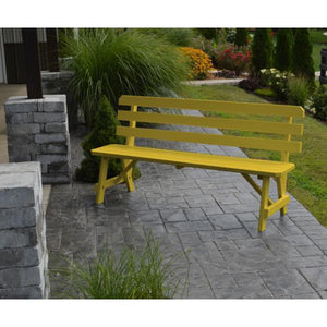 A & L Furniture Yellow Pine Traditional Backed Bench Size 5ft, 6ft, 8ft Garden Benches 5ft / Unfinished