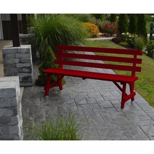 A & L Furniture Yellow Pine Traditional Backed Bench Size 5ft, 6ft, 8ft Garden Benches 5ft / Unfinished