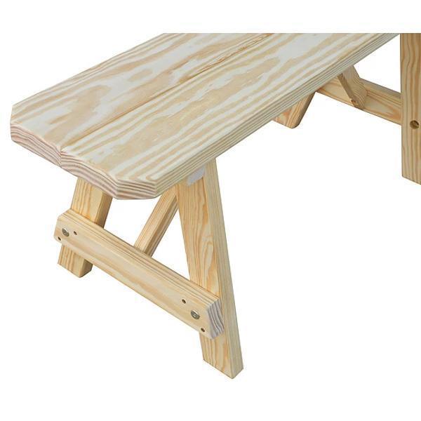 A &amp; L Furniture Yellow Pine Traditional Bench – Size 5ft, 6ft, 8ft Picnic Bench 5ft / Unfinished