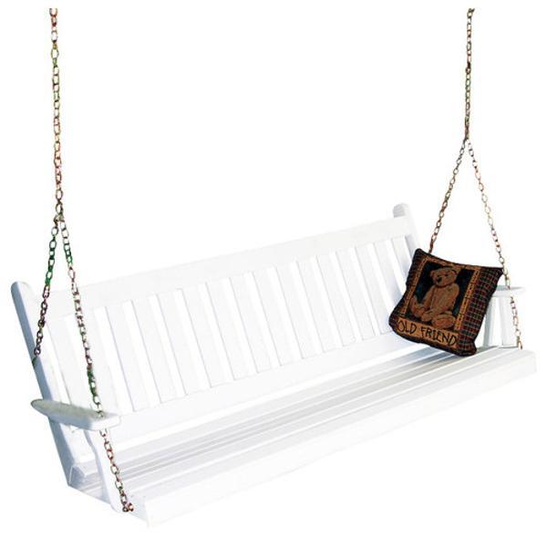 White wooden porch clearance swing