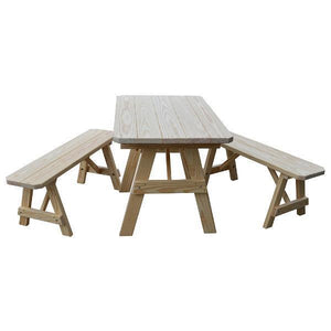 A & L Furniture Yellow Pine Traditional Picnic Table with 2 Benches – Size 6ft and 8ft Picnic Table 6ft / Unfinished / No