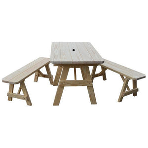 A & L Furniture Yellow Pine Traditional Picnic Table with 2 Benches – Size 6ft and 8ft Picnic Table 6ft / Unfinished / No