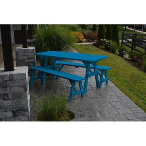 A & L Furniture Yellow Pine Traditional Picnic Table with 2 Benches – Size 6ft and 8ft Picnic Table 6ft / Unfinished / No