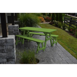 A & L Furniture Yellow Pine Traditional Picnic Table with 2 Benches – Size 6ft and 8ft Picnic Table 6ft / Unfinished / No