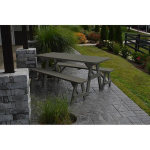 A & L Furniture Yellow Pine Traditional Picnic Table with 2 Benches – Size 6ft and 8ft Picnic Table 6ft / Unfinished / No