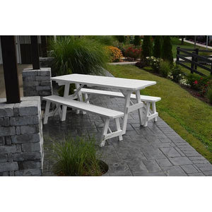 A & L Furniture Yellow Pine Traditional Picnic Table with 2 Benches – Size 6ft and 8ft Picnic Table 6ft / Unfinished / No