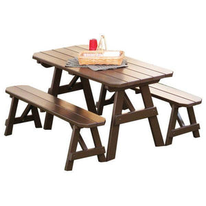 A & L Furniture Yellow Pine Traditional Picnic Table with 2 Benches – Size 6ft and 8ft Picnic Table 6ft / Unfinished / No