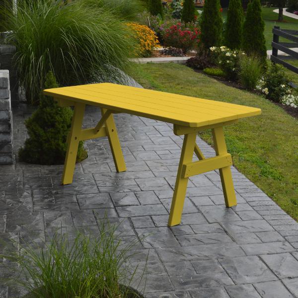 A &amp; L Furniture Yellow Pine Traditional Table Only – Size 4ft and 5ft Table 4ft / Canary Yellow / No