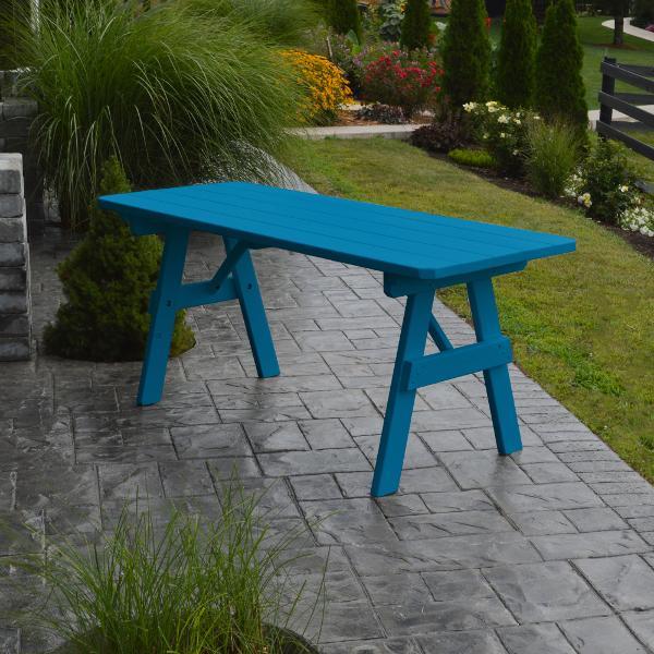 A &amp; L Furniture Yellow Pine Traditional Table Only – Size 4ft and 5ft Table 4ft / Caribbean Blue / No