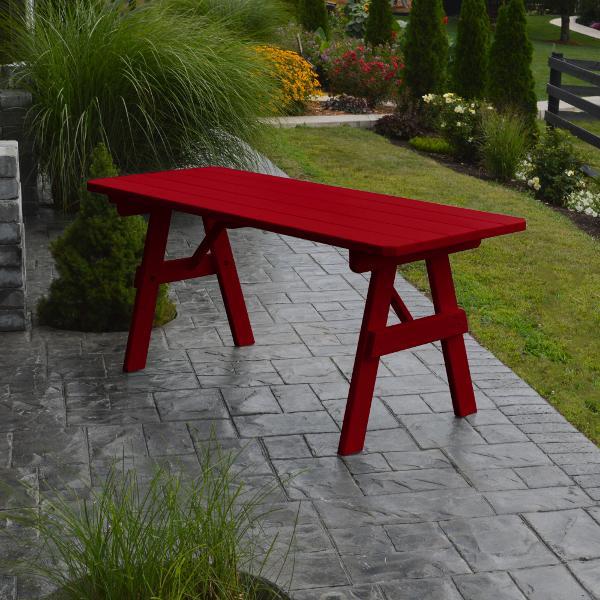 A &amp; L Furniture Yellow Pine Traditional Table Only – Size 6ft and 8ft Table 6ft / Tractor Red / No