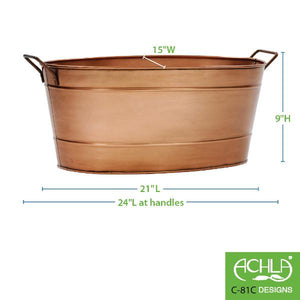 Achla Designs Oval Copper Plated Galvanized Tub Oval Copper Tub