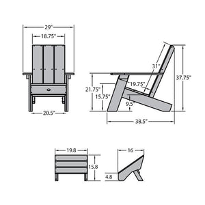 Adirondack 1 Barcelona Modern Chair With 1 Folding Ottoman Conversation Set