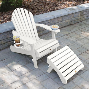 Adirondack 1 Hamilton Folding & Reclining Outdoor Chair with 1 Ottoman & 1 Easy-add Cup Holder Conversation Set