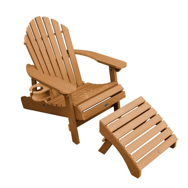 Adirondack 1 Hamilton Folding &amp; Reclining Outdoor Chair with 1 Ottoman &amp; 1 Easy-add Cup Holder Conversation Set
