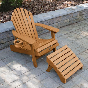 Adirondack 1 Hamilton Folding & Reclining Outdoor Chair with 1 Ottoman & 1 Easy-add Cup Holder Conversation Set